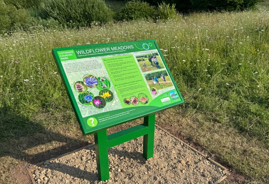 A photograph of one of the orientation boards in the park